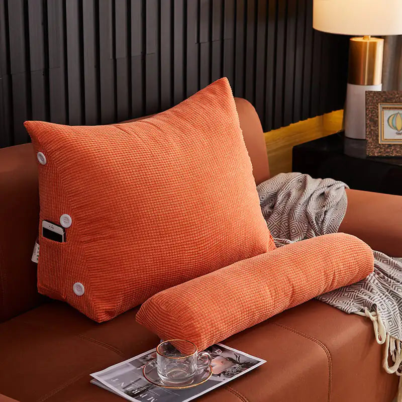 Lumbar Backrest Pillow – Plush Waist Cushion with Headrest for Bed & Sofa Support