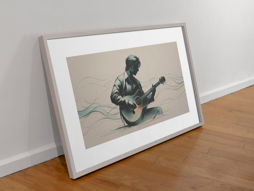 Elegant Guitar Player Wall Art - Abstract Acoustic Print