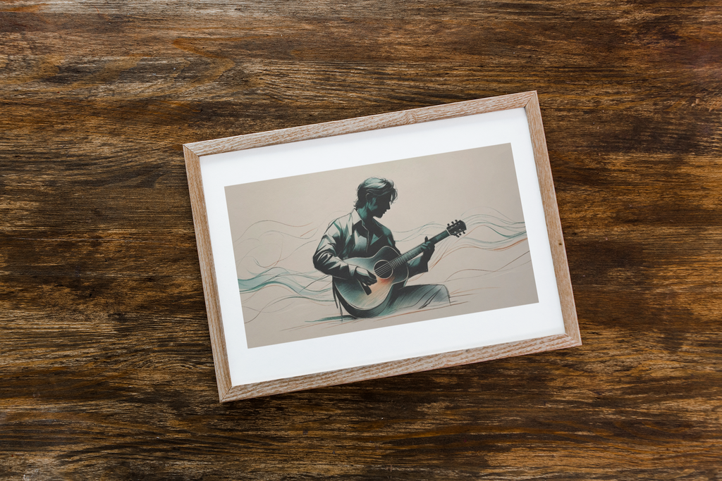 Elegant Guitar Player Wall Art - Abstract Acoustic Print