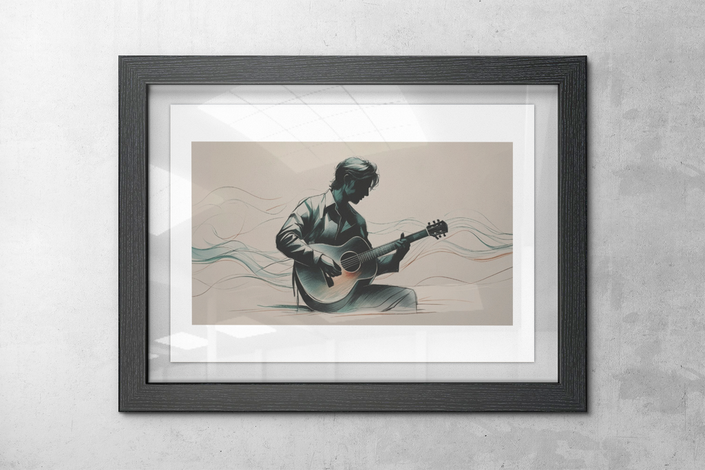 Elegant Guitar Player Wall Art - Abstract Acoustic Print