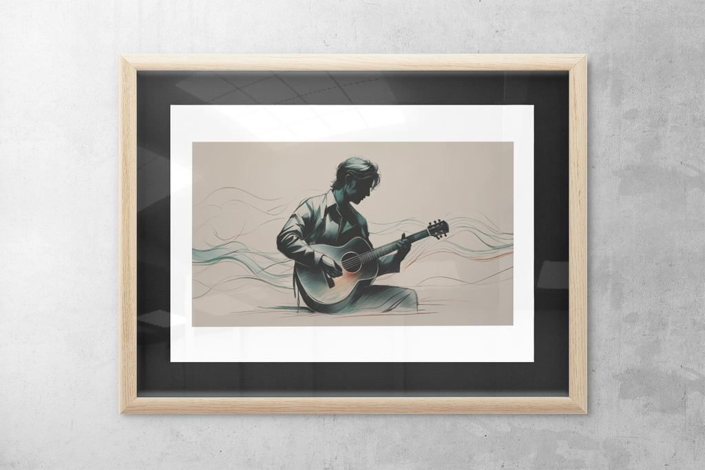 Elegant Guitar Player Wall Art - Abstract Acoustic Print