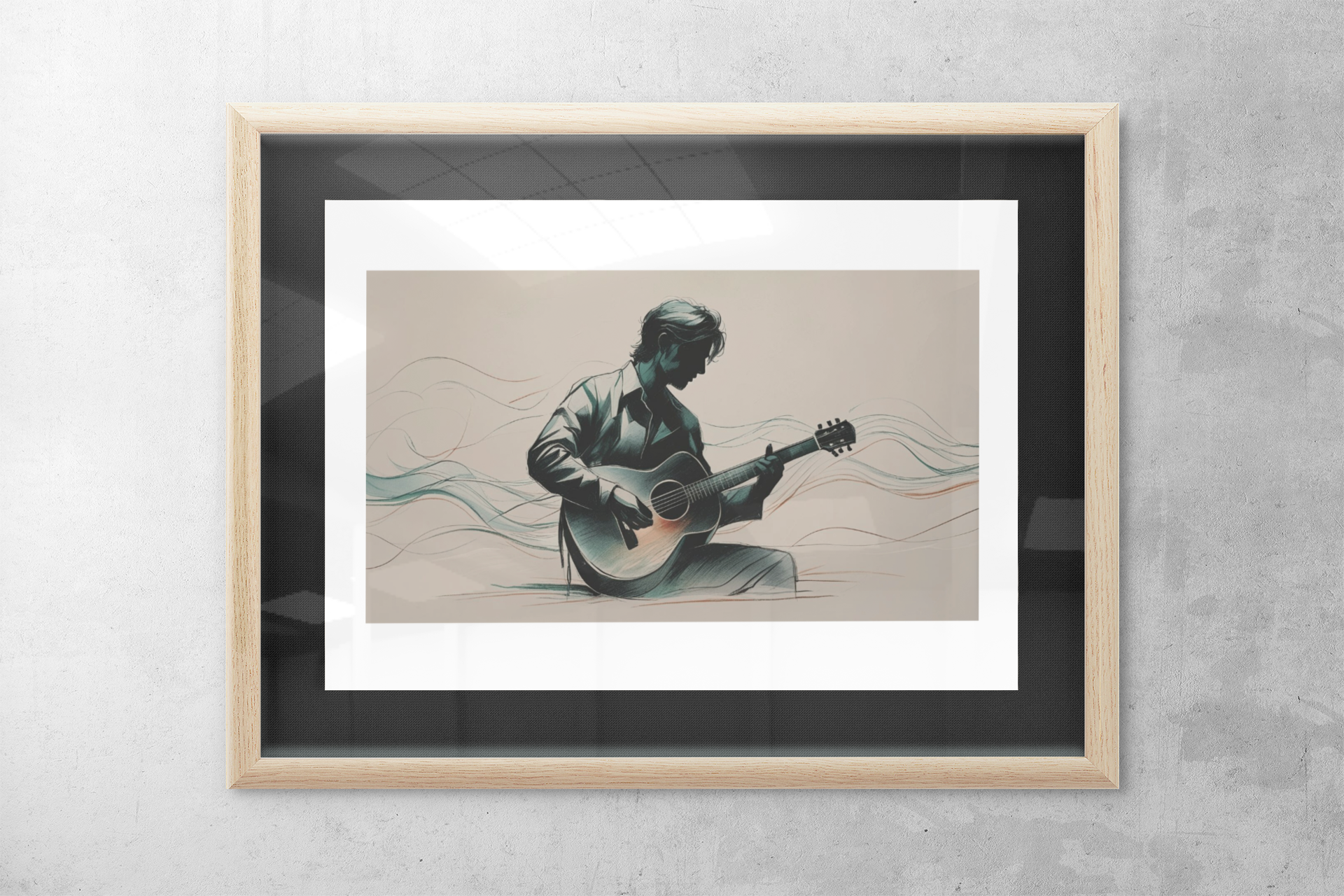 Elegant Guitar Player Wall Art - Abstract Acoustic Print