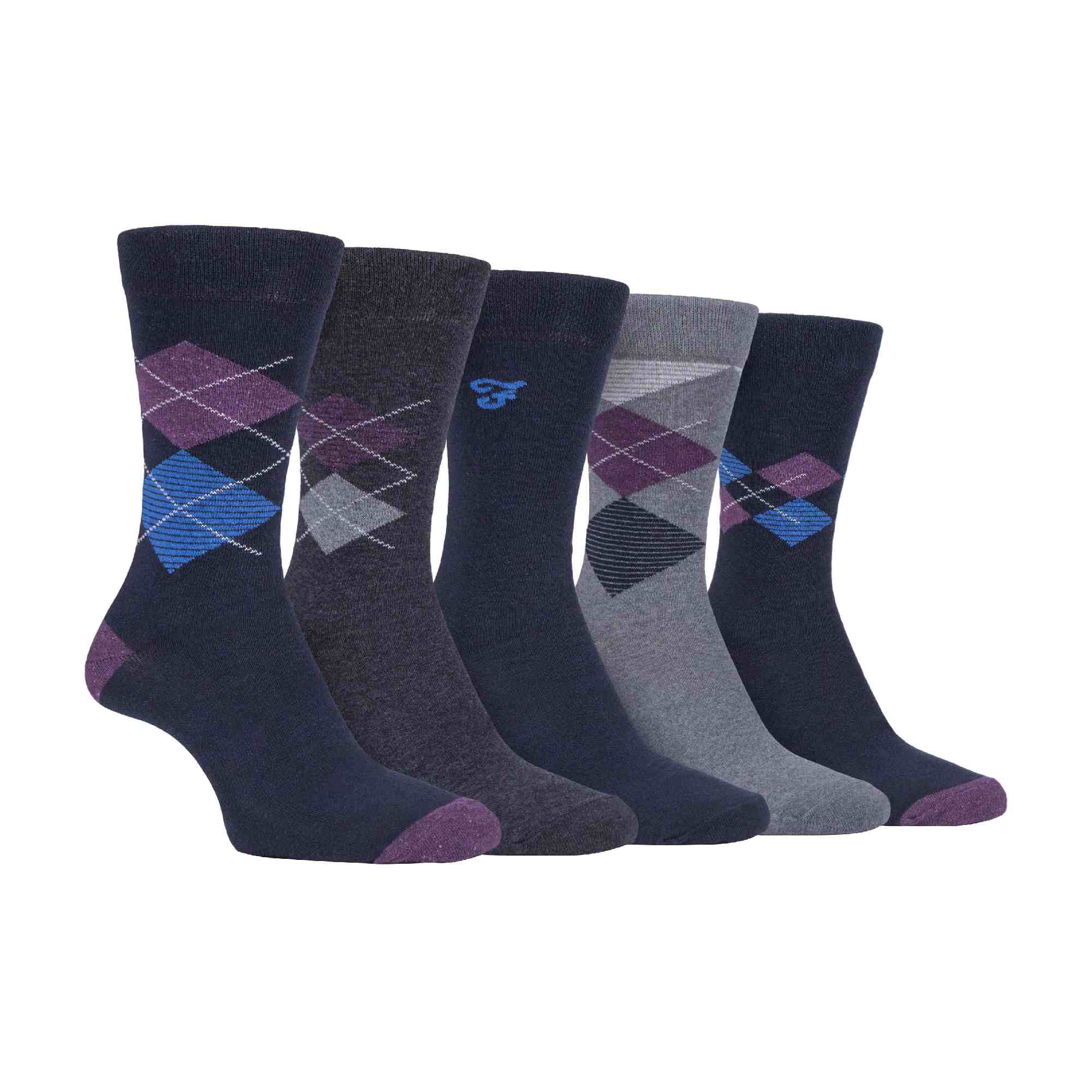 5 Pack Mens Patterned Cotton Dress Socks