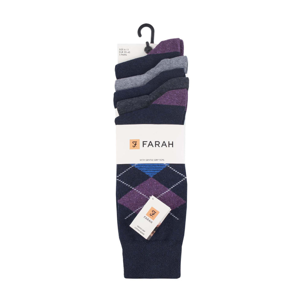 5 Pack Mens Patterned Cotton Dress Socks
