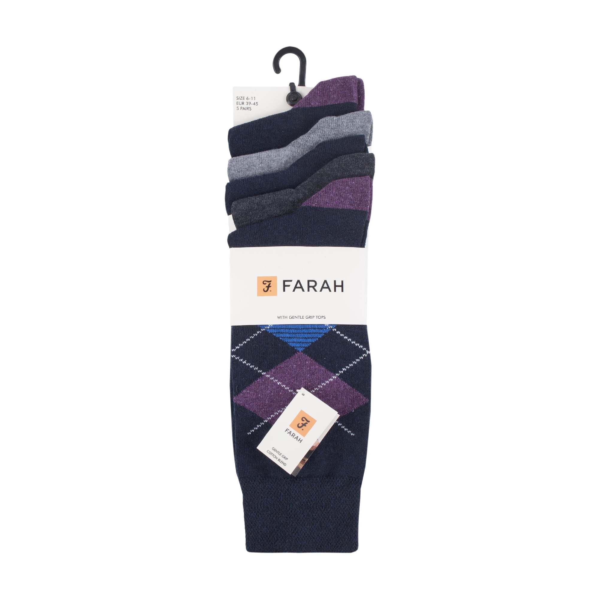 5 Pack Mens Patterned Cotton Dress Socks