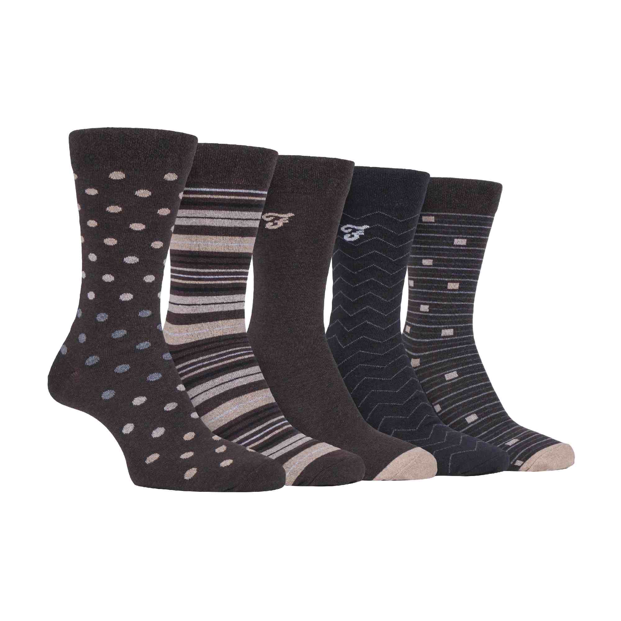 5 Pack Mens Patterned Cotton Dress Socks