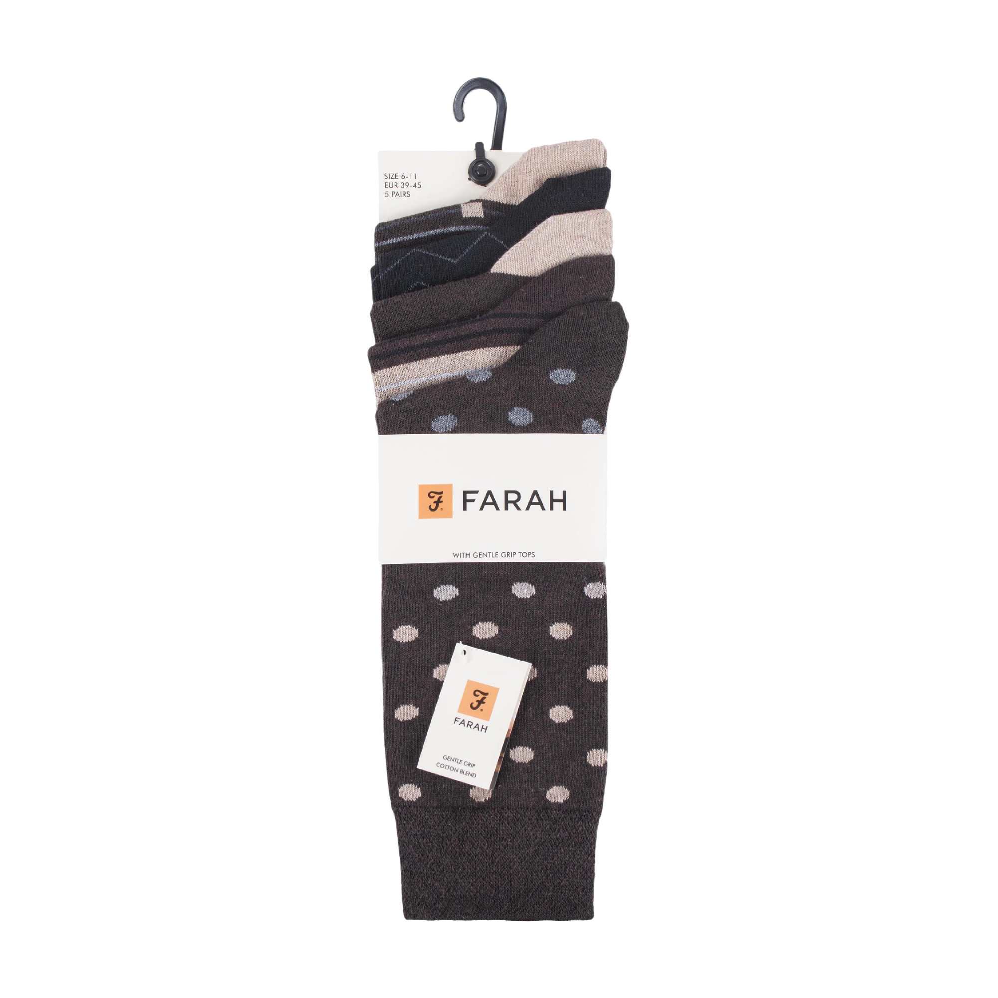 5 Pack Mens Patterned Cotton Dress Socks