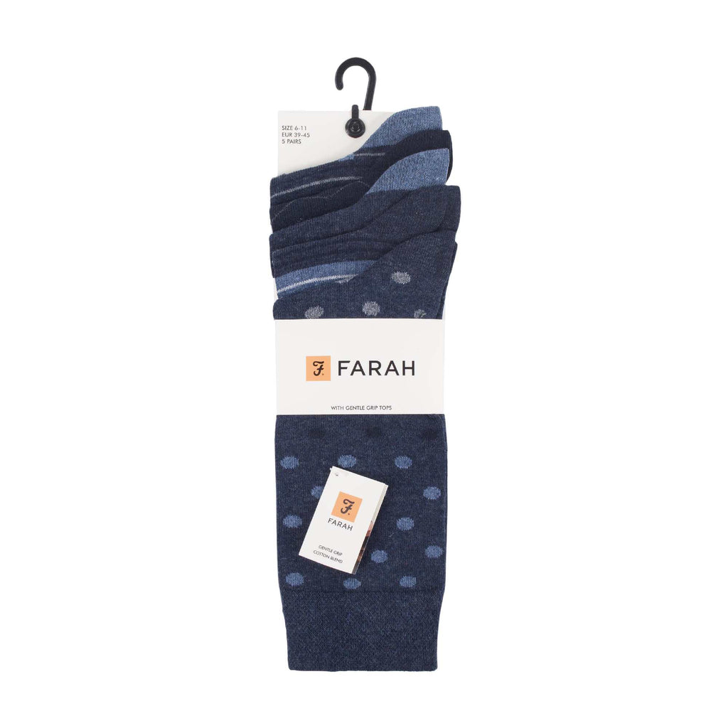 5 Pack Mens Patterned Cotton Dress Socks