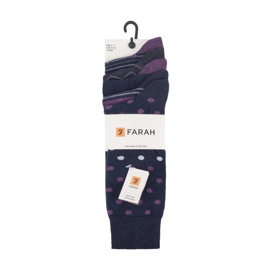 5 Pack Mens Patterned Cotton Dress Socks