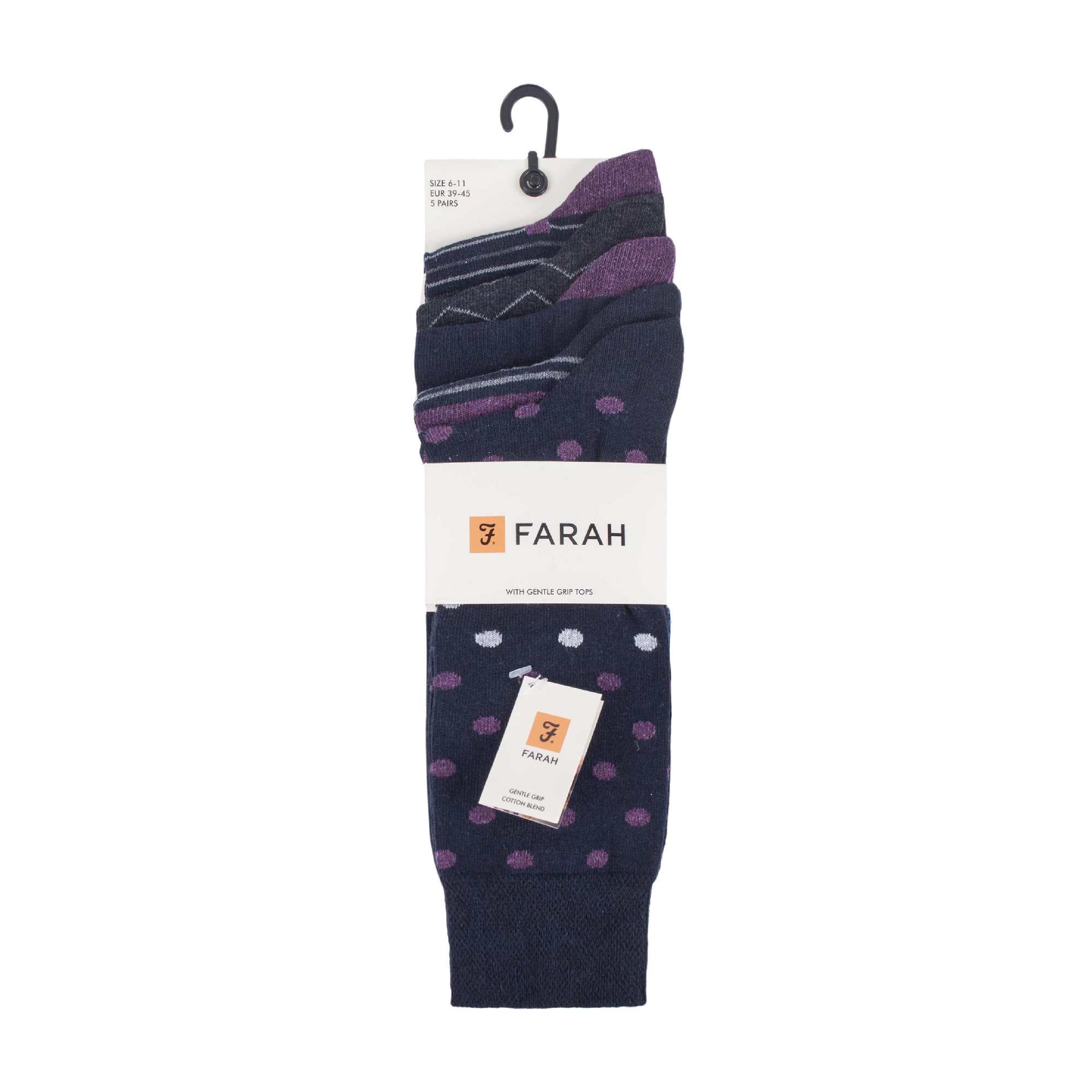 5 Pack Mens Patterned Cotton Dress Socks