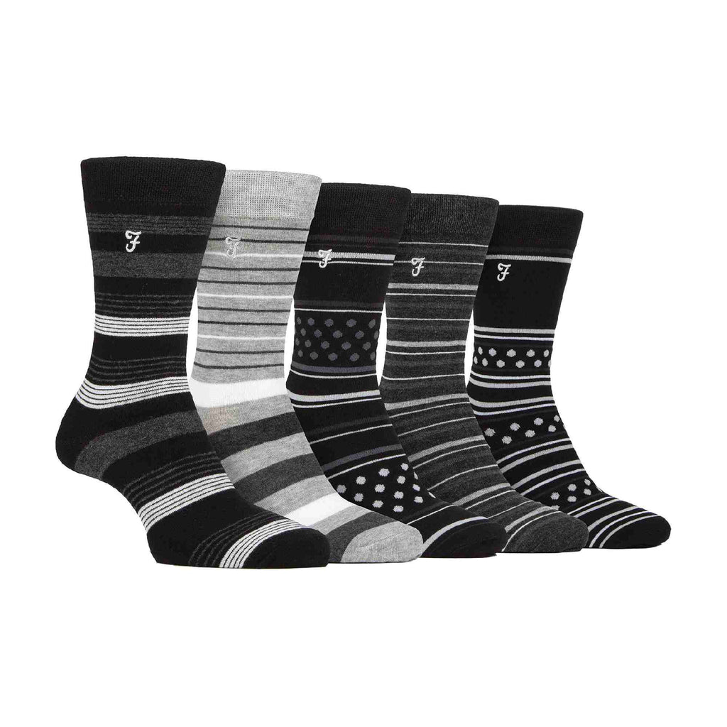 5 Pack Mens Bamboo Bright Striped Patterned Socks