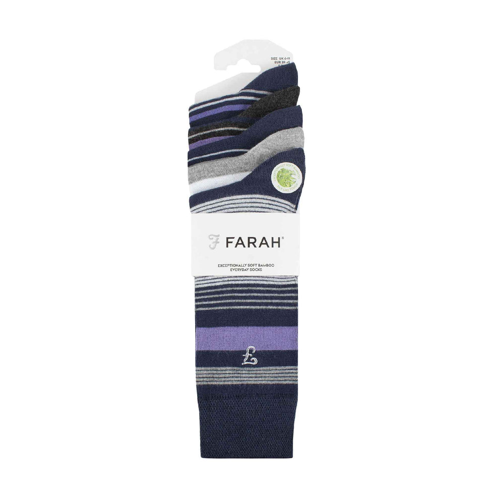 5 Pack Mens Bamboo Bright Striped Patterned Socks