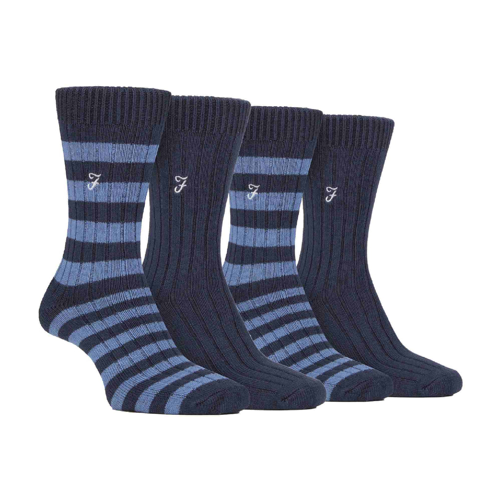 4 Pack Mens Soft Breathable Bamboo Striped Boot Socks