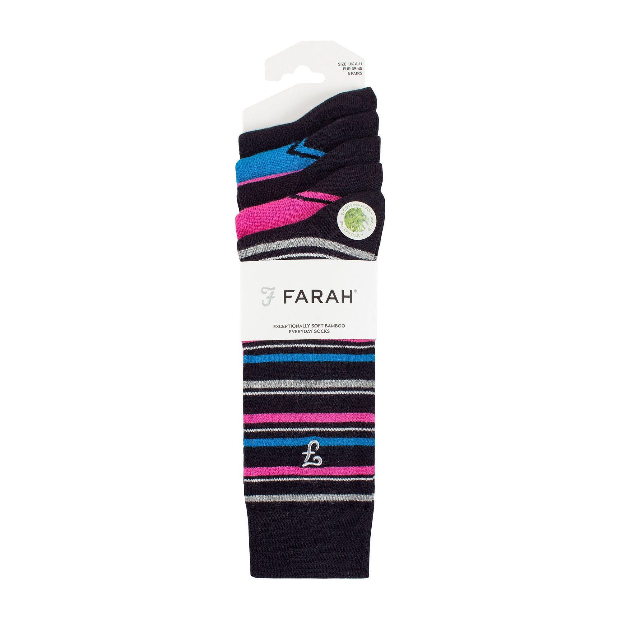 5 Pack Mens Bamboo Bright Striped Patterned Socks