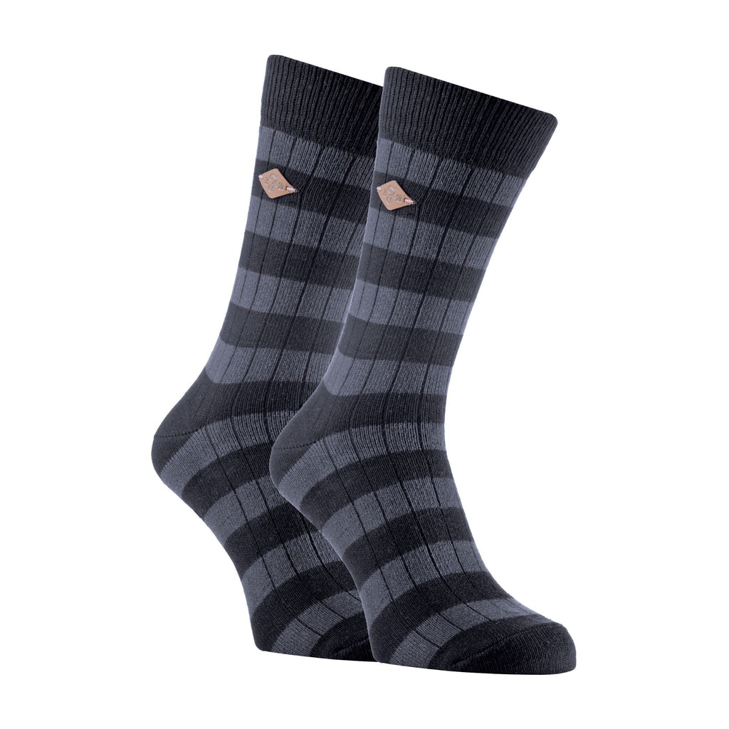 2 Pack Mens Cotton Patterned Striped Ribbed Boot Socks