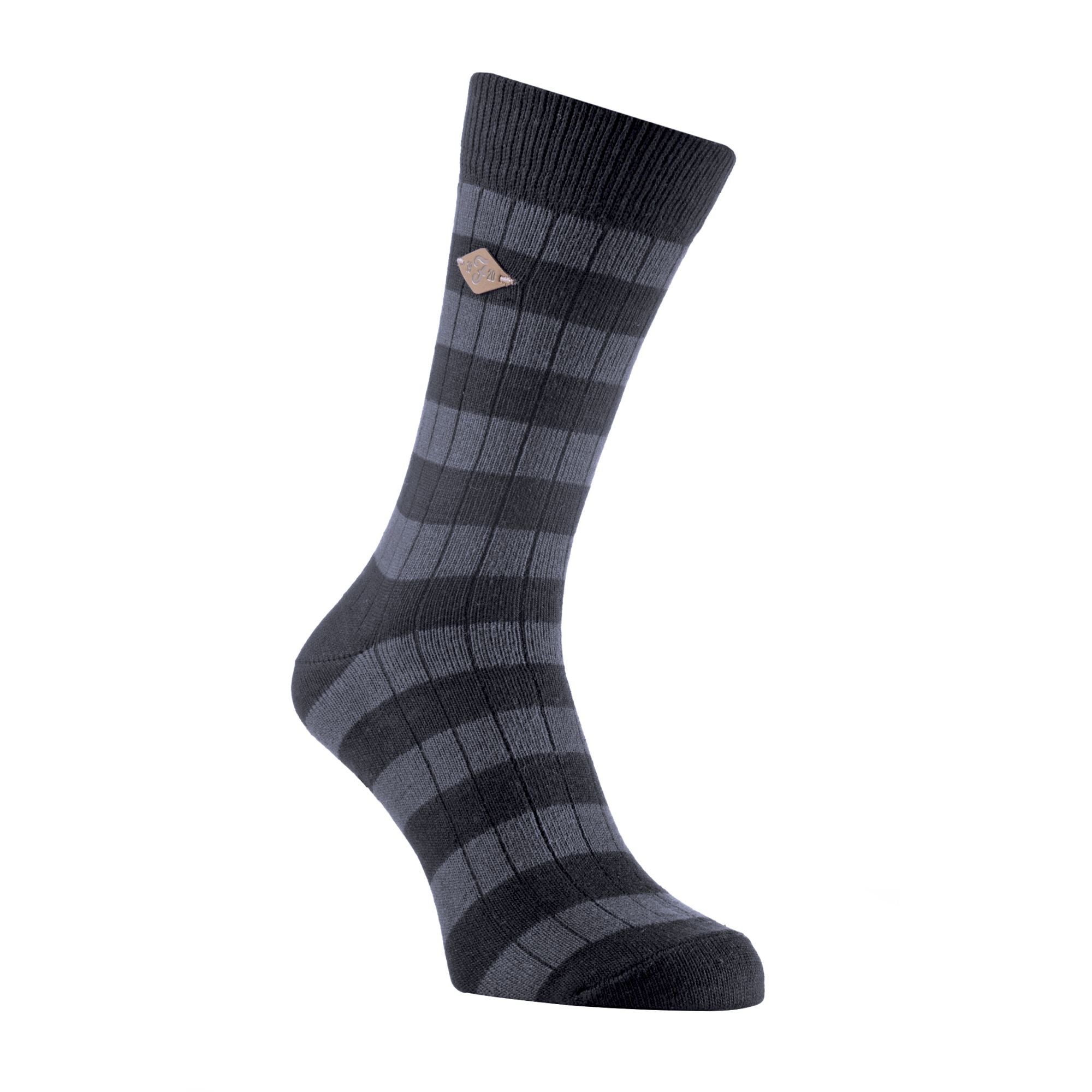 2 Pack Mens Cotton Patterned Striped Ribbed Boot Socks