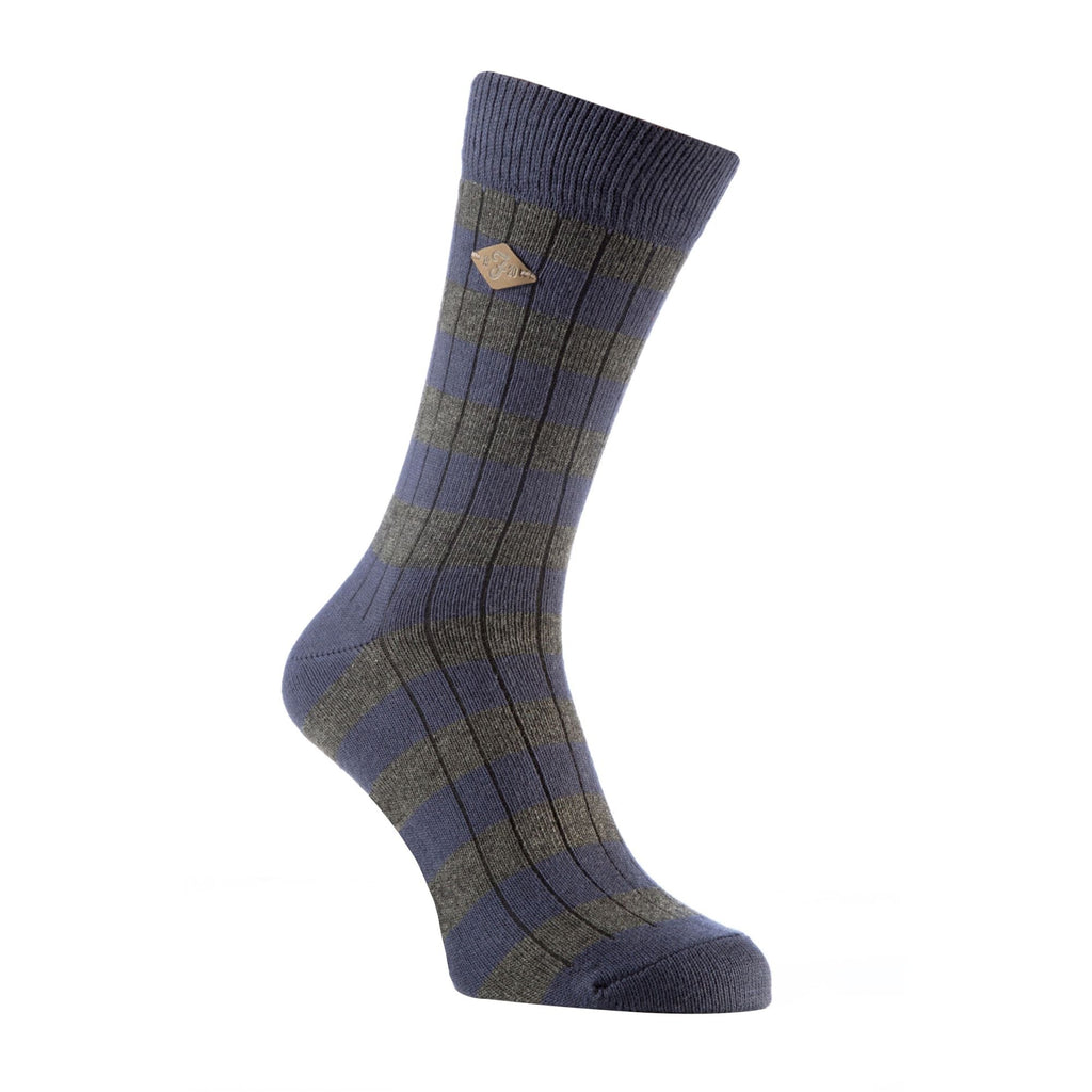2 Pack Mens Cotton Patterned Striped Ribbed Boot Socks