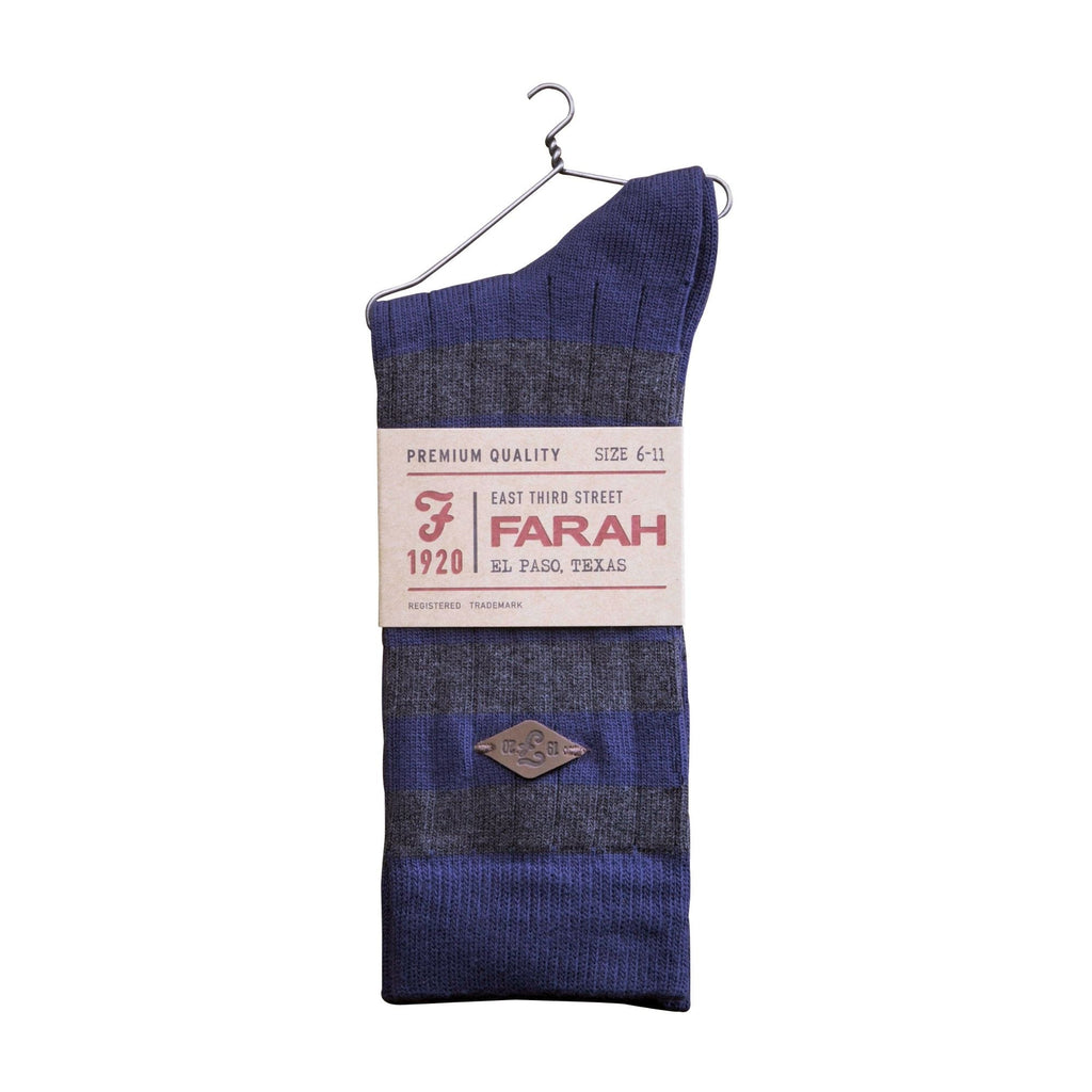 2 Pack Mens Cotton Patterned Striped Ribbed Boot Socks