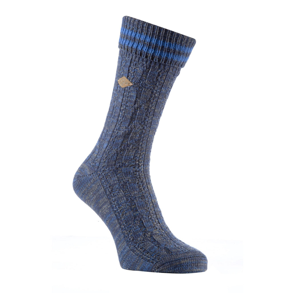 2 Pack Mens Cable Knit Cotton Boot Dress Socks with Turn Over Top