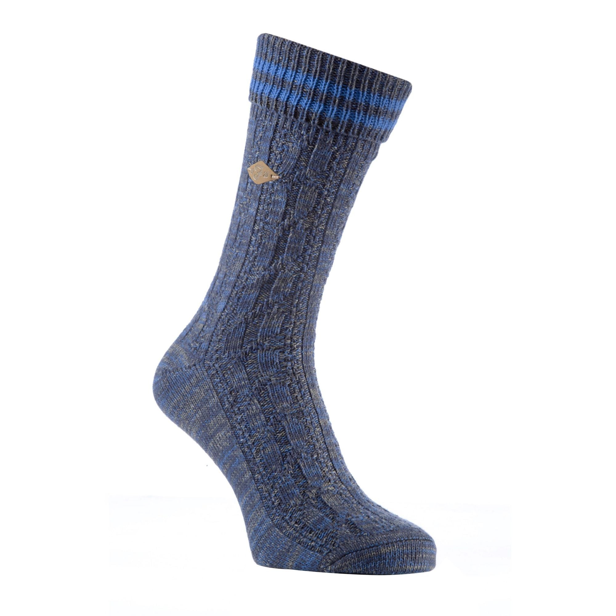 2 Pack Mens Cable Knit Cotton Boot Dress Socks with Turn Over Top