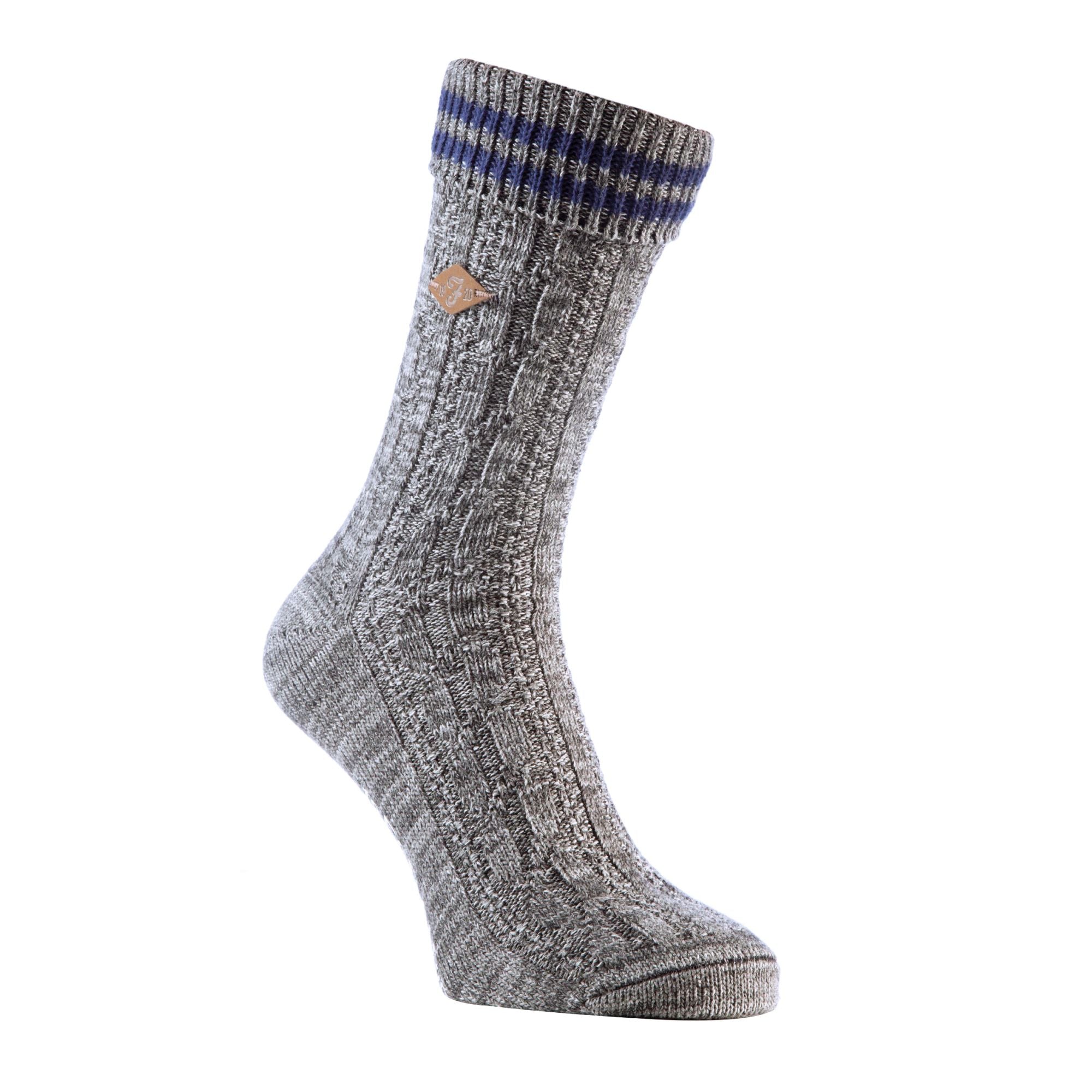 2 Pack Mens Cable Knit Cotton Boot Dress Socks with Turn Over Top