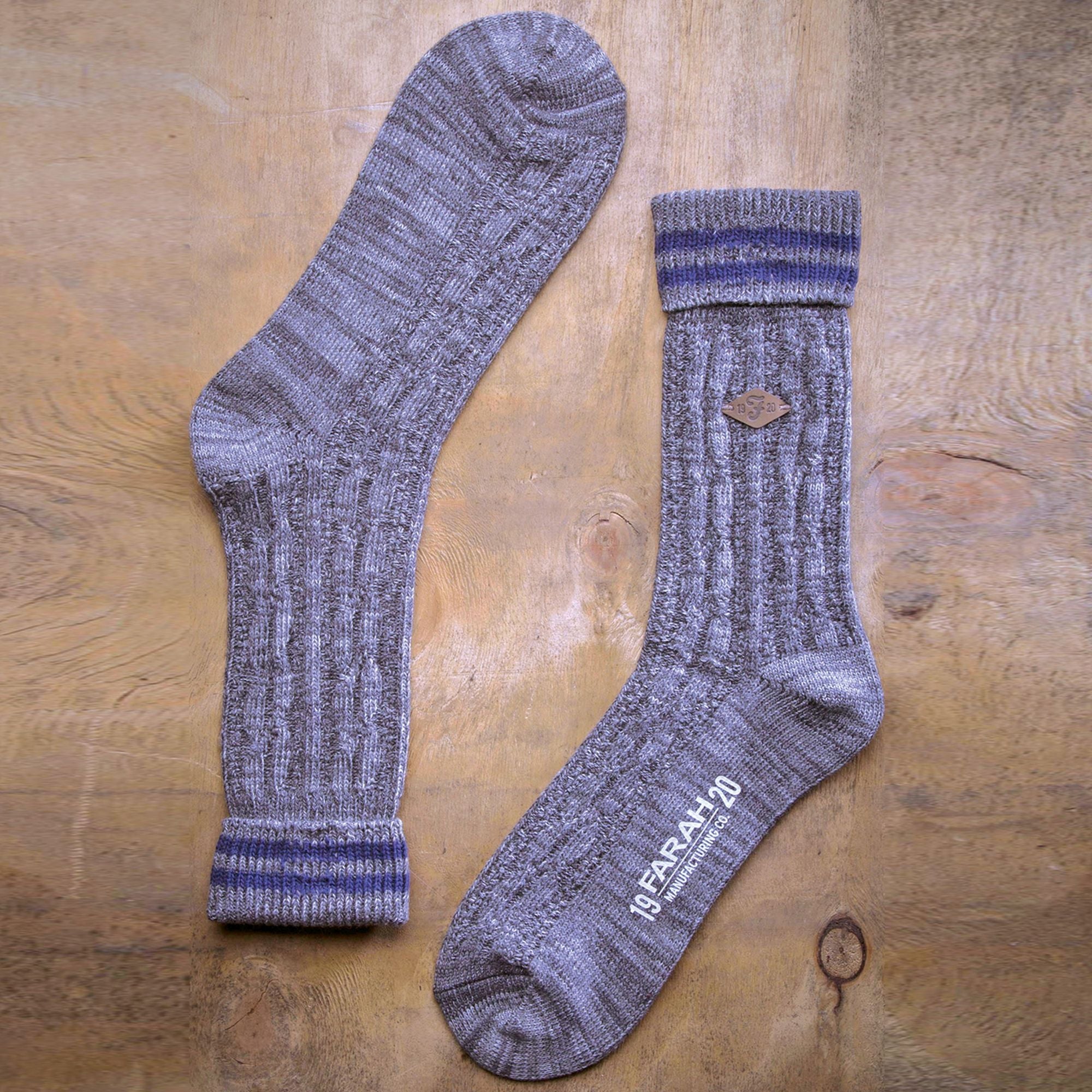 2 Pack Mens Cable Knit Cotton Boot Dress Socks with Turn Over Top