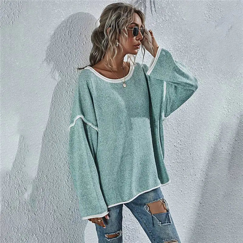 Casual Round Neck Long-sleeved Sweater Top