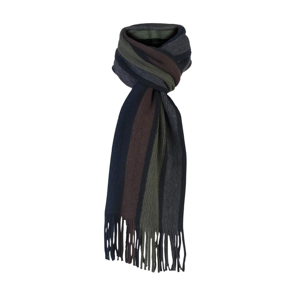 Mens Italian Inspired Warm Knitted Striped Winter Scarf