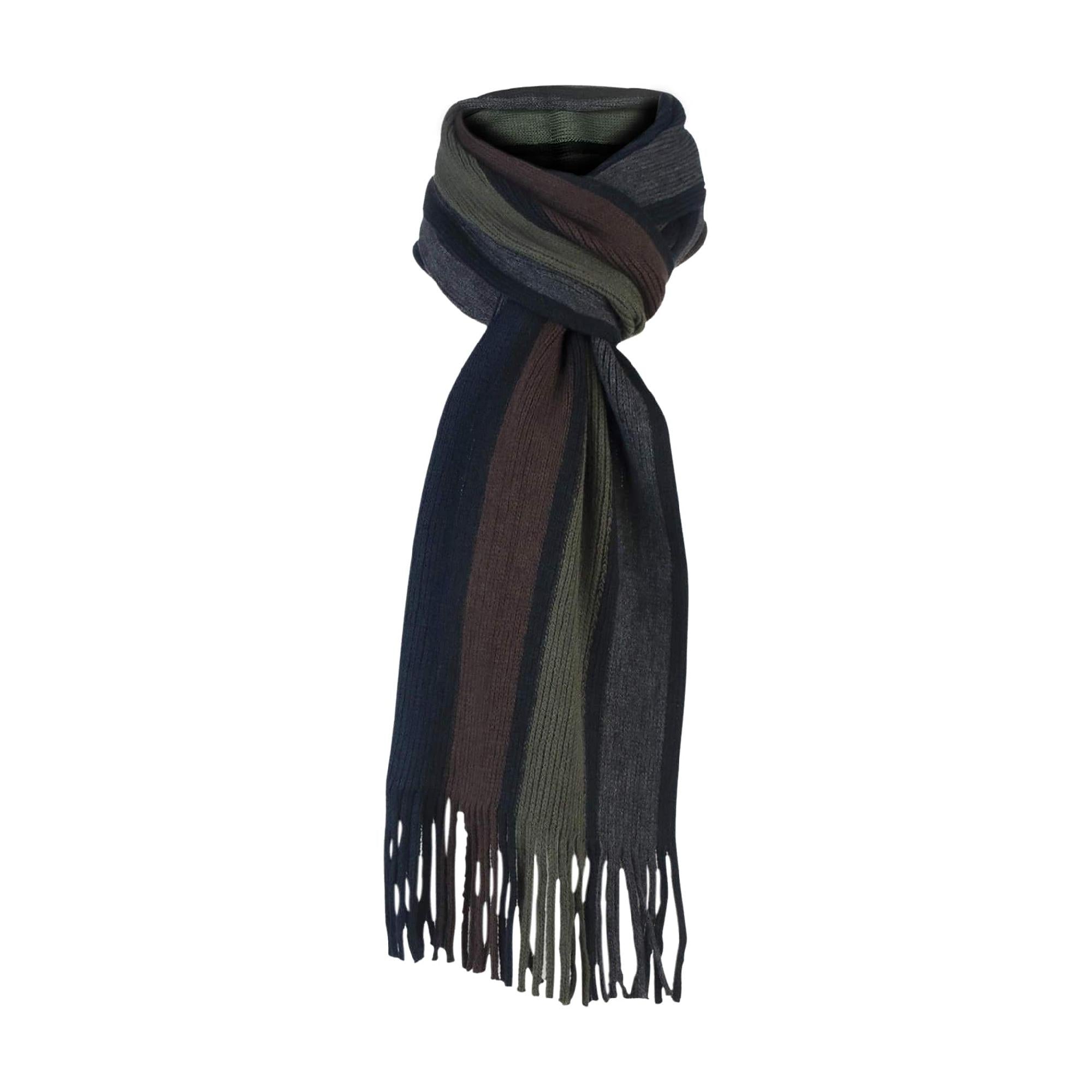 Mens Italian Inspired Warm Knitted Striped Winter Scarf