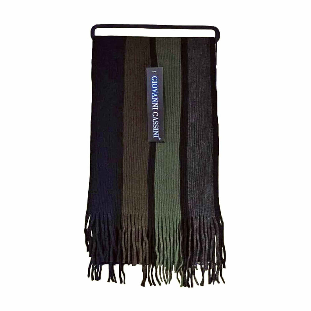 Mens Italian Inspired Warm Knitted Striped Winter Scarf