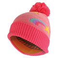 Girls Rainbow Beanie Hat with Bobble Pom Pom