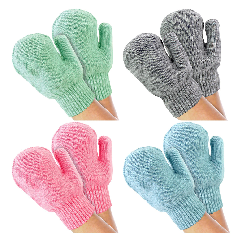 4 Pack Cute Baby Mittens for Winter Boys & Girls