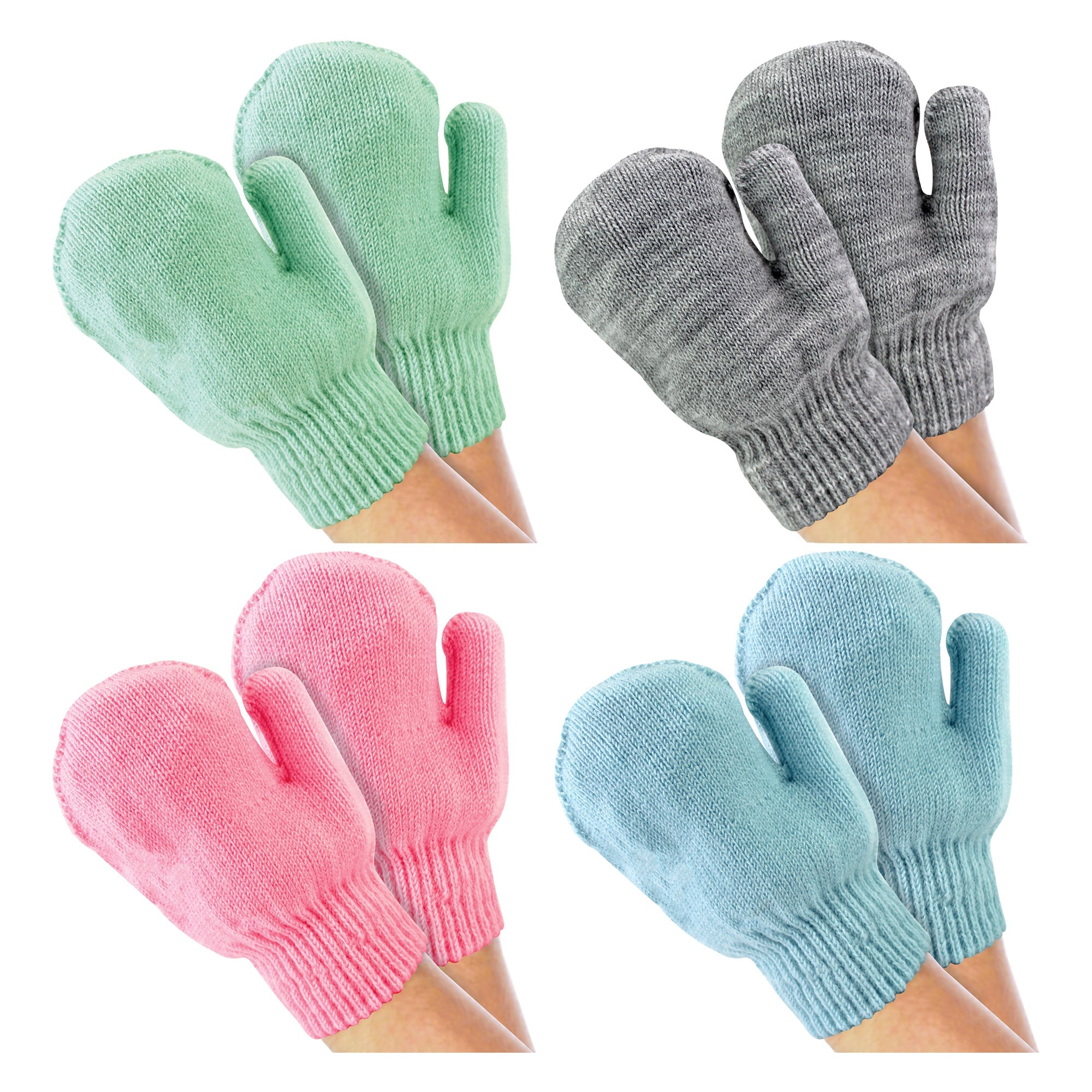 4 Pack Cute Baby Mittens for Winter Boys & Girls
