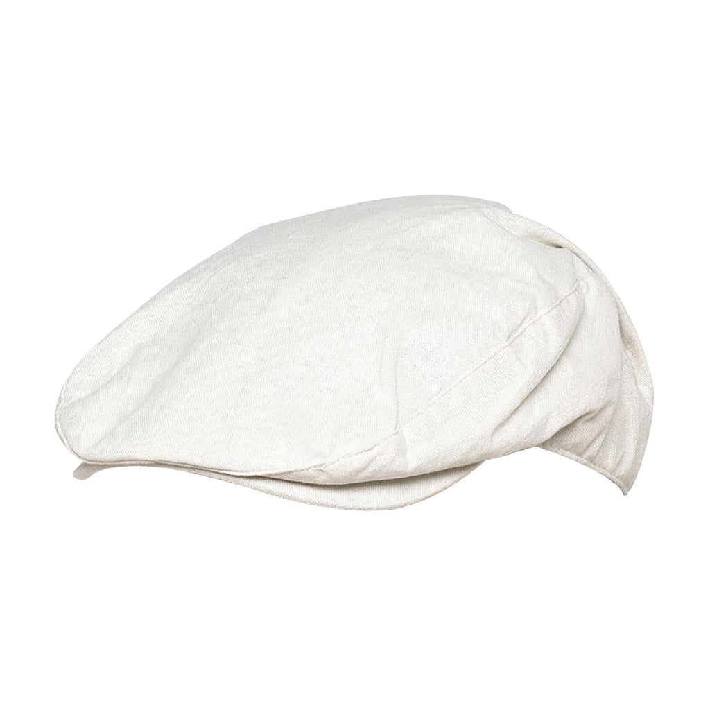 Mens Linen Flat Cap Vintage Style in Cream & Denim Blue