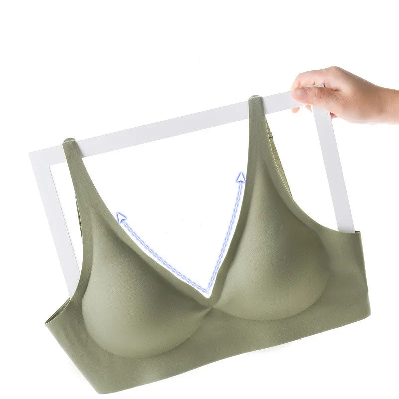 Sexy Seamless Bras For Women Wire Free Push Up Brassiere V Neck Bralette Women's Glossy Soft Underwear Female Lingerie Intimates