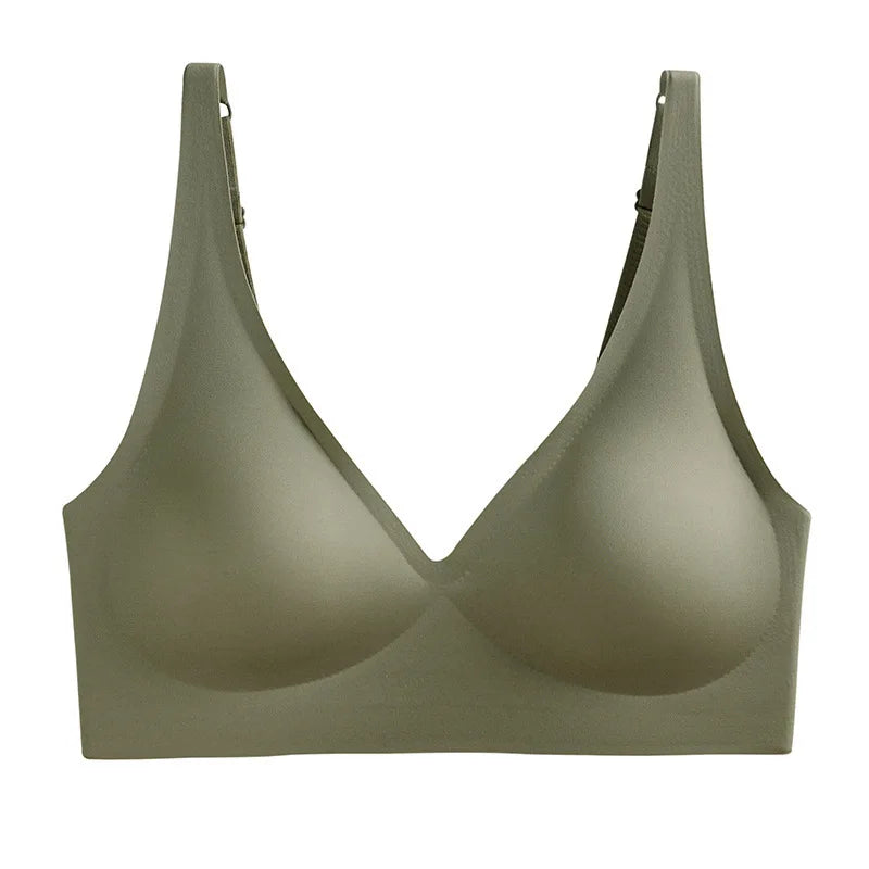 Sexy Seamless Bras For Women Wire Free Push Up Brassiere V Neck Bralette Women's Glossy Soft Underwear Female Lingerie Intimates
