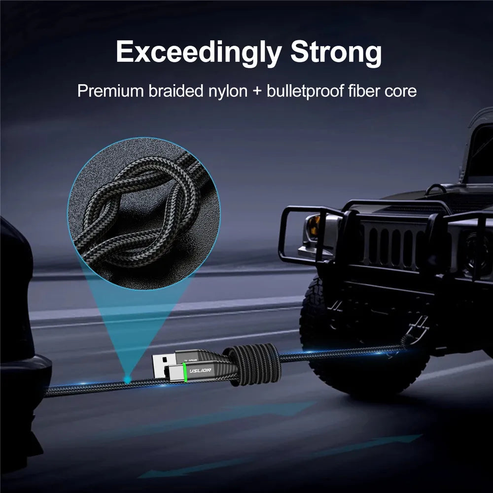USLION LED 3A USB Type C Cable Micro USB Fast Charging Wire For Samsung Xiaomi Huawei Mobile phone Charge USB C Data Charge Cord