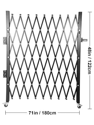 VEVOR Single Folding Security Gate 1.5-2m x 1.22-3.66m Folding Door Gate Steel Accordion Flexible Expanding Security Gate Black