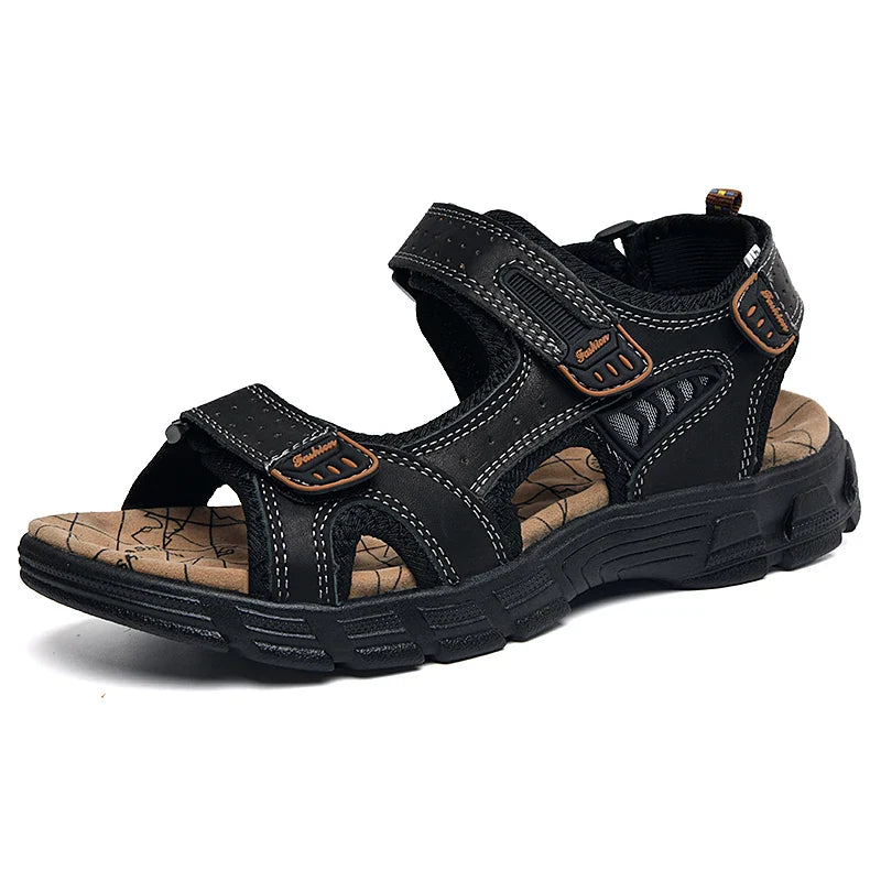 Brand Classic Mens Sandals Summer Genuine Leather Sandals Men Outdoor Casual Lightweight Sandal Fashion Men Sneakers Size 38-46