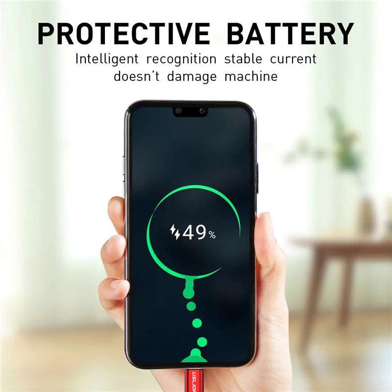 USLION 3A USB Type C Cable Fast Charging Wire for Samsung Galaxy S8 S21 Plus Xiaomi mi11 Huawei Mobile Phone USB C Charger Cable