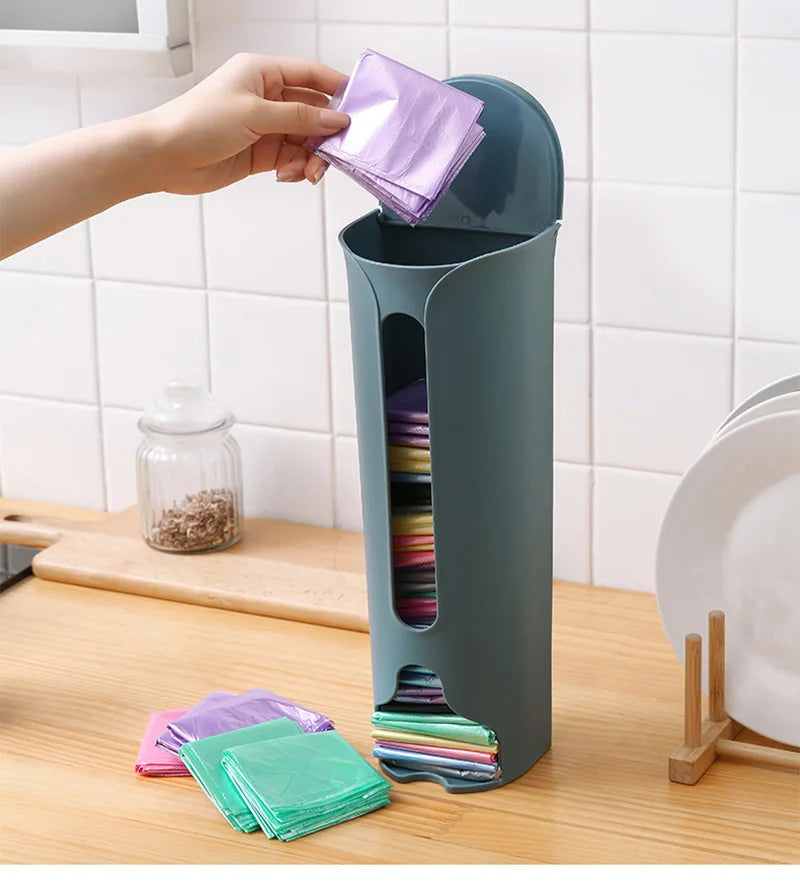 Kitchen Plastic Bag Holder Organizer Wall Hanging Garbage Bag Storage Box Bathroom Trash Bag Bucket Dispenser Kitchen Accessory