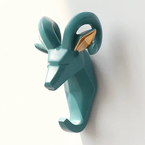Geometric Animal Wall Hooks – Decorative Resin Key, Towel & Umbrella Hangers