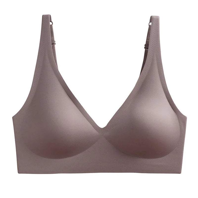Sexy Seamless Bras For Women Wire Free Push Up Brassiere V Neck Bralette Women's Glossy Soft Underwear Female Lingerie Intimates