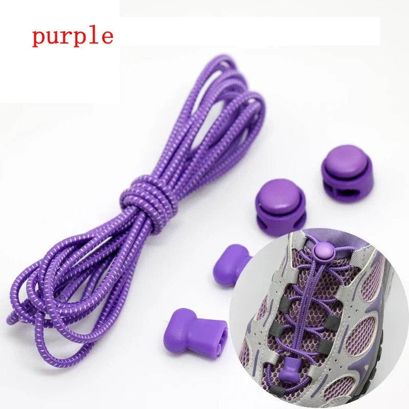 1 Pair 22 Colors Elastic Shoelaces Round Locking No Tie Shoe Laces Kids Adult Quick Lazy Laces Rubber Sneakers Shoelace T1