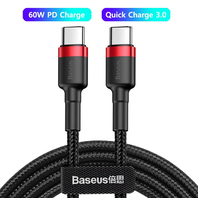 Baseus 100W USB C To USB Type C Cable For Macbook iPad 60W USBC PD Cord Quick Charge 4.0 Charger TypeC Cable For Xiaomi Samsung