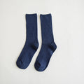 1 Pair Retro Women Cotton Loose Socks Autumn Winter Knitting Solid Color Long Black Pink Korean Japanese Student Girls Stockings