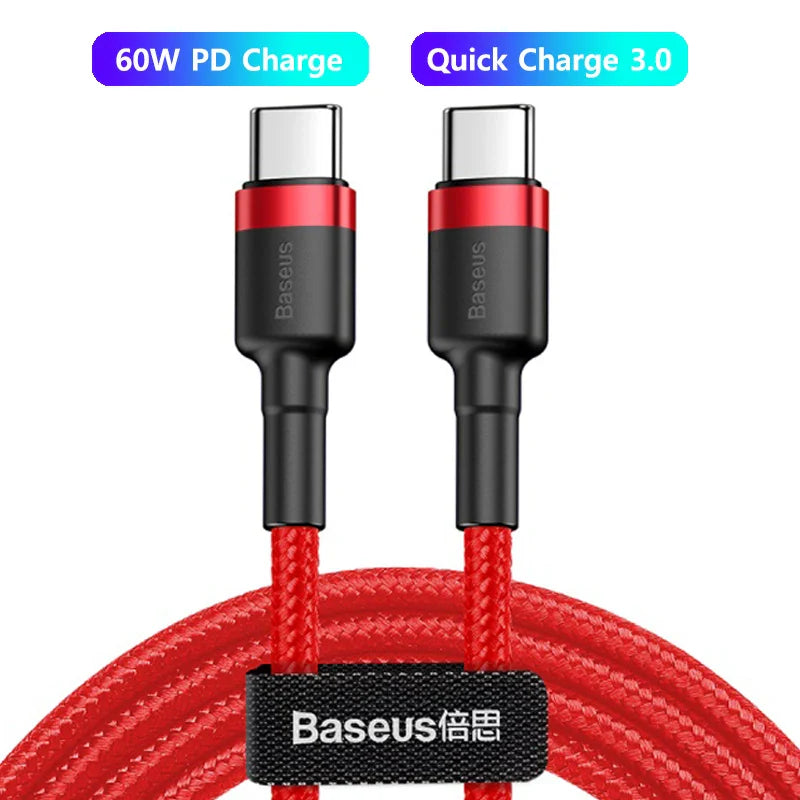 Baseus 100W USB C To USB Type C Cable For Macbook iPad 60W USBC PD Cord Quick Charge 4.0 Charger TypeC Cable For Xiaomi Samsung
