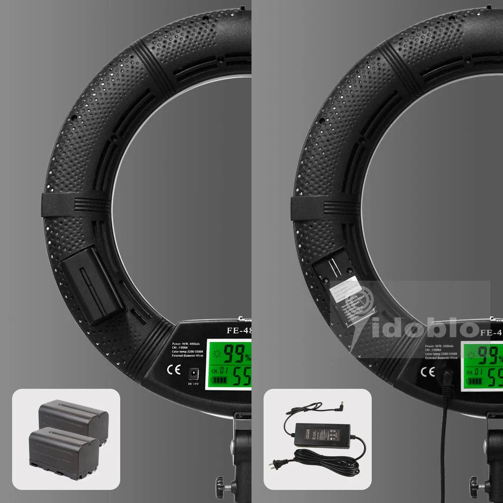 Yidoblo FE-480 Dimmable Ring lamp kit Camera Photo/Studio/Phone/Video 18" 96W 480 LED Ring Light LED Lamp +200cm tripod +Bag Kit