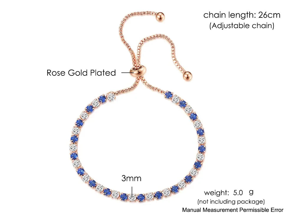 Adjustable Multicolor Tennis Bracelets for Women Ladies Wedding Rainbow Colorful Zircon Charm Bracelet Hand Chain Jewelry DZH043