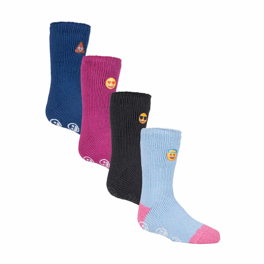 4 Pairs Kids Novelty Emoji Thermal Slipper Socks